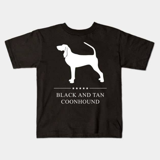 Black and Tan Coonhound Dog White Silhouette Kids T-Shirt by millersye